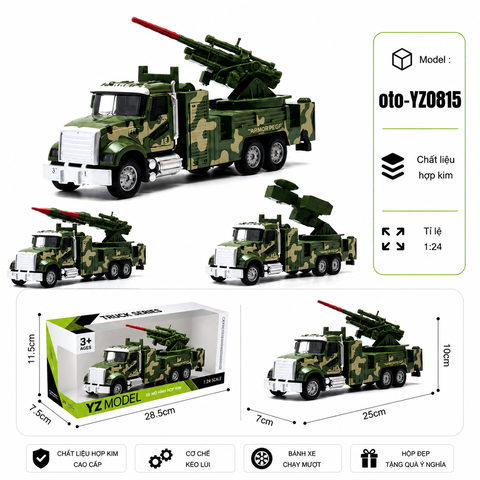 Xe Quân Sự có nhiều kiểu dáng , chất liệu hợp kim , tỉ lệ 1:24 : SKU : oto-YZ0815 ( Vat : 103-16-50 )