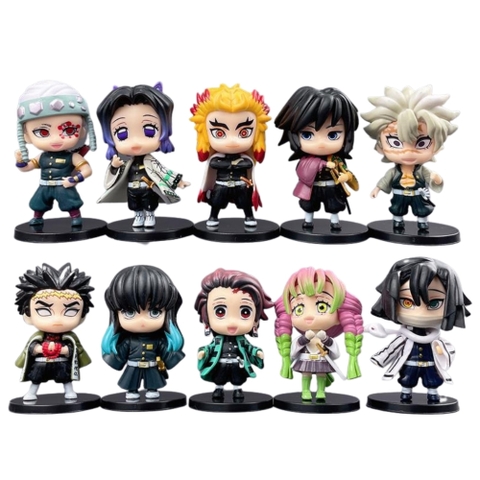 Mô hình Demon Slayer Bộ 10 các nhân vật thanh gươm diệt quỷ , cao 7 - 8 cm - Figure Kimetsu No Yaiba - No Box