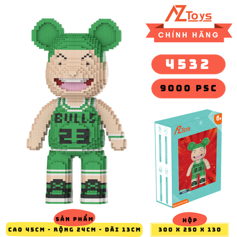 LG - 4532 - Bearbrick Sakuragi Xanh lá 45cm - Sỉ Lẻ 125k - Sỉ Thùng 118k - Thùng 12 con - Ship từ kho Hà Nội