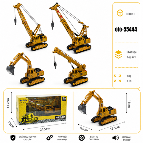 Mô hình xe cẩu , xe xúc hợp kim tỉ lệ 1:50 SKU : oto-55444 ( VAT : 103-02-60 )