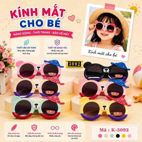 Kính mắt trẻ em dễ thương - SKU :  K-3092 - (VAT: 2012-01-6) - K1-T4-S12