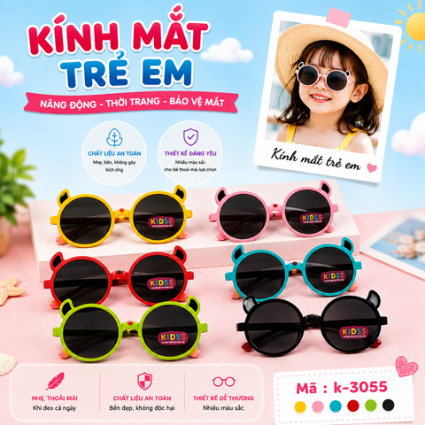 Kính mắt trẻ em dễ thương - SKU :  K-3055 - (VAT: 2012-01-6) - K1-T3-S8