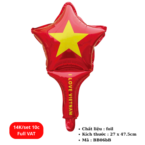 Set 10 Bóng bay cầm tay cờ đỏ sao vàng - SKU : BB06bB - (VAT : 011-02-8) - K17-T1-S8