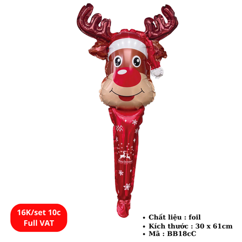 Set 10 Bóng bay cầm tay chủ đề giáng sinh - SKU : BB18cC - (VAT: 011-02-10) - K2-T3-S12
