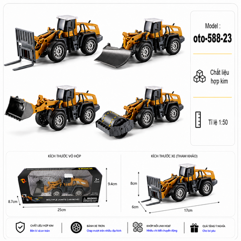 Xe Công Trình nhiều kiểu dáng , chất liệu bằng thép hợp kim , tỉ lệ 1:50 - SKU : oto-588-23 ( VAT : 103-02-40 )