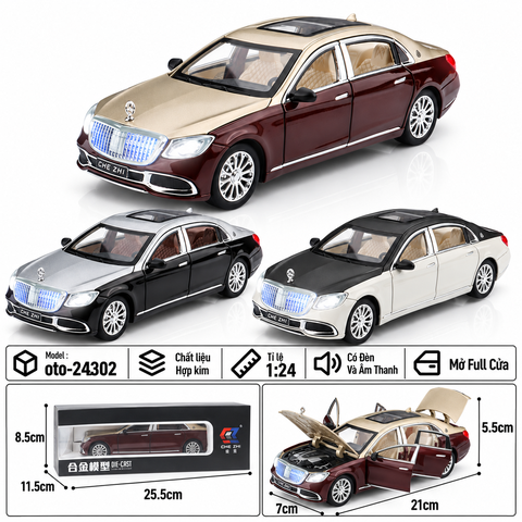 Xe thể thao tỉ lệ 1:24 - chất liệu bằng hợp kim - Có đèn và âm thanh Tính năng mở full cửa - SKU : oto-24302 ( VAT : 103-01-190 )