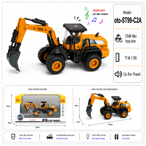 Mô Hình Xe Công Trình Máy khoan , tỉ lệ 1:50 , chất liệu hợp kim và nhựa - Dài 20cm - rộng 7cm - cao 8cm - SKU : oto-ST99-C2A - ( VAT : 103-02-50 ) - T4 - K32-T2-S5-6
