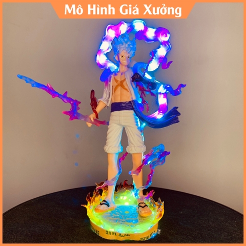 Mô hình OnePiece Luffy Gear 5 Nika trắng bản có vũ khí cầm tay chế led có base đẹp cao 20 cm - OnePiece  - túi opp + có hộp đẹp