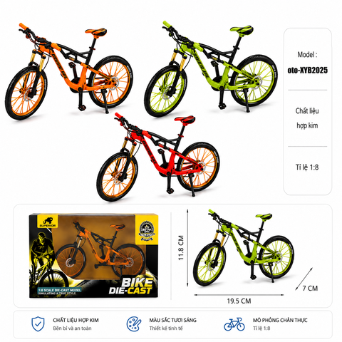 Xe đạp thể thao địa hình chất liệu hợp kim , tỉ lệ 1:8 gồm nhiều kiểu dáng - SKU : oto-XYB2025 ( VAT : 103-04-60)
