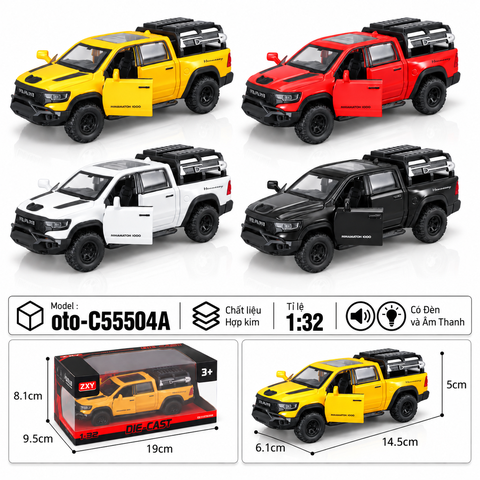 Xe thể thao nhiều màu sắc chất liệu hợp kim , Có Đèn và Âm Thanh , tỉ lệ 1:32 : SKU : oto-C55504A ( Vat : 103-01-60 )
