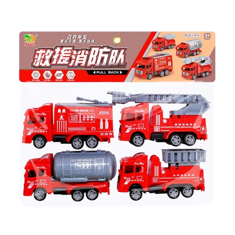 Đồ Chơi Trẻ Em Túi 4 xe cứu hỏa - Dài 12.5cm - nặng 180gram - 1 Túi Có 4 Xe - Bọc Túi - SKU : DC9 - ( VAT : DC3 ) K146-T2-S12