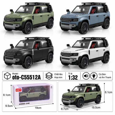 Xe thể thao nhiều màu sắc chất liệu hợp kim , Có Đèn và Âm Thanh , tỉ lệ 1:32 : SKU : oto-C55512A ( Vat : 103-01-60 )