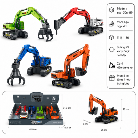 Mô Hình Các Loại xe xây dựng - SKU : oto-706-59 - ( Vat : 003-01-35 !!! )