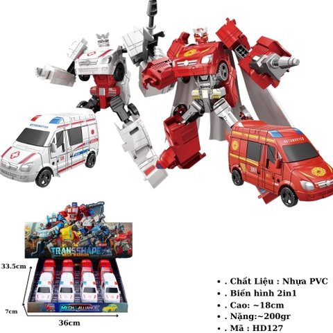 Đồ chơi chơi Robot biến hình xe cứu thương- cứu hộ .  SKU: HD127 - K86-T2-S5