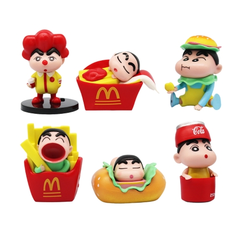 ( Giá 1 con - Bộ 6 con - Đặt Số Lượng 6 ) - Mô Hình bộ 6 Shin đồ ăn nhanh - Cao 4-7cm - nặng 300gram - Figure Cậu Bé Bút Chì - bọc túi OPP - Hộp Màu - Hm38 - ( VAT : G873-79 ) - K23-T3-S5