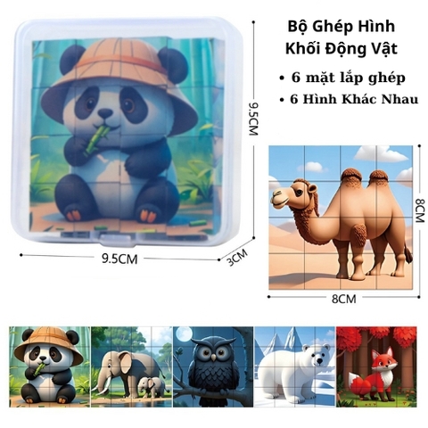 Đồ chơi khối gạch từ tính - Động Vật . Dài 8cm - cao 8cm - nặng : 100gram - Hộp Nhựa . SKU : ht56