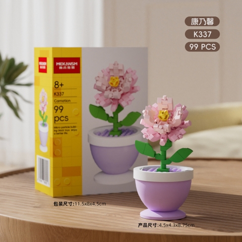 Combo 2 Bộ Lắp Ghép Chậu Hoa Cẩm Chướng - 99 hạt - Full Box - Sku : LG-K337-C - (VAT 001-C2-11) - K97-T2-S3