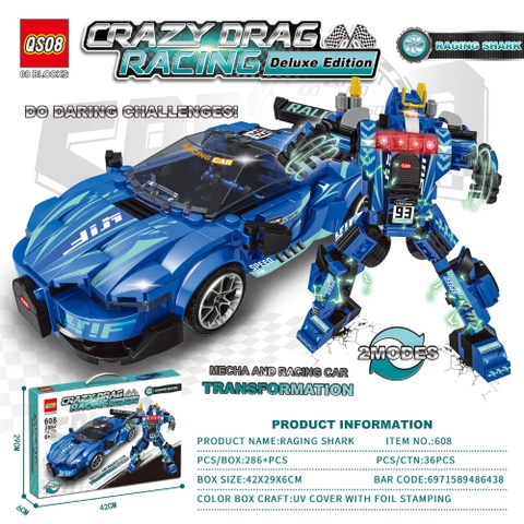 Đồ Chơi Lắp Ghép Lego Autobot Màu Xanh Biển , 2 in 1 - 286 hạt - Full Box - Sku : LG-608 (VAT 001-08-50) - K92-T2-S3