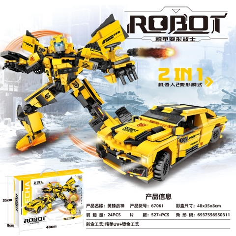 Đồ Chơi Lắp Ghép Autobot Bumblebee Vàng 2 in 1 - 527 hạt - Full Box - SKU : LG-67061