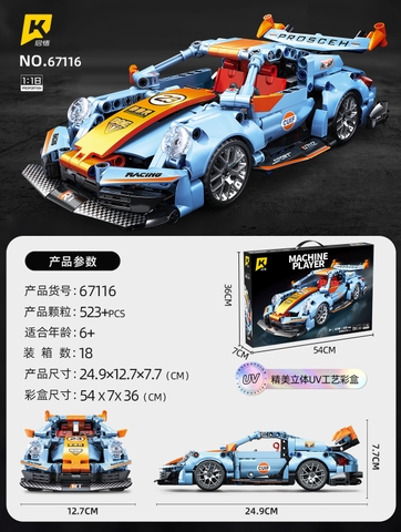 Lắp ghép Xe ô tô Porsche 911 tỷ lệ 1:18. Có 523pcs.Sku: LG-67116 ( VAT 001-07-100 ) K130-T4-S4,S5 , K129-T4-S4,5