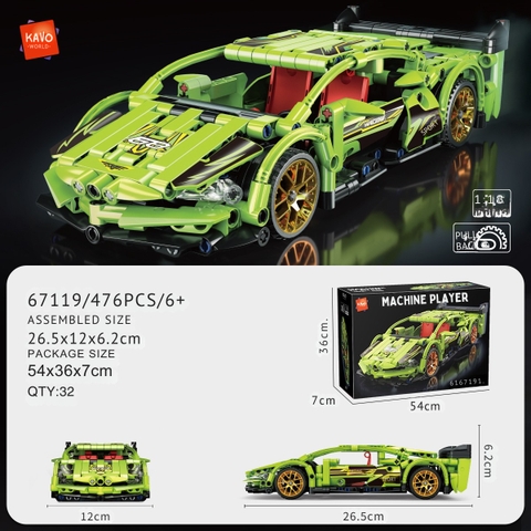Lắp ghép xe ô tô McLaren Super-car tỉ lệ 1:18. 464pcs. Sku: LG-67119 ( VAT 001-07-100 ) K130-T4-S6,S7