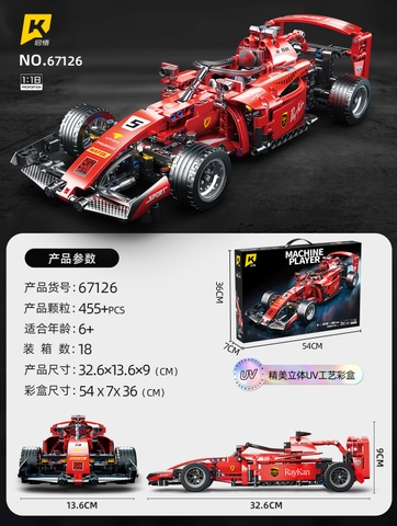 Lắp ghép xe ô tô Formula-1 (pull-back) tỷ lệ 1:18. 455pcs. Sku: LG-67126 ( VAT 001-07-100 ) K133-T4-S1,2