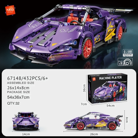 Lắp ghép xe ô tô Lamborghini Super-car (pull-back) tỷ lệ 1:18. 469pcs. Sku: LG-67148 ( VAT 001-07-100 ). K130-T4-S1,S2