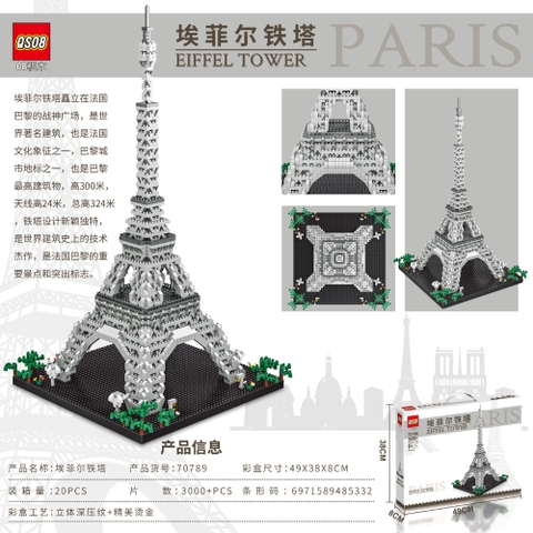 Đồ Chơi Lắp Ghép Tháp EIFFEL TOWER  - 3000 hạt - Full Box - SKU : LG-70789 (VAT 001-12-100) - K127-T3-S10