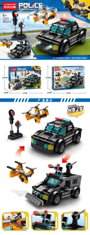 Bộ Lắp Ghép Xe Cảnh Sát Đuổi Theo Máy Bay Không Người Lái 188pcs. SKU: LG-8626 (VAT 001-22-50) - K87-T1-S4