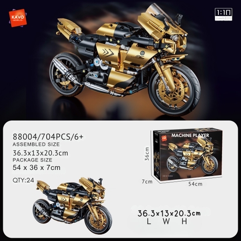 Lắp ghép xe máy Black-Gold BMW Motorcycle tỷ lệ 1:10 . 869 pcs. Sku: LG-88804 ( VAT 001-23-150) K121-T4-S3,4