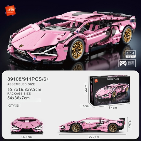 Lắp ghép xe ô tô Pink Bull (static) tỷ lệ 1:14. 1186 pcs. Sku: LG-89108 ( VAT 001-07-200 )K133-T5-S7,8,9