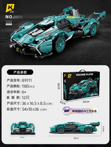 Lắp ghép xe ô tô Tiffany-Blue V12 (static) tỷ lệ 1:14. 1185 pcs. Sku: LG-89111 ( VAT 001-07-200 ) K97-T4-S10