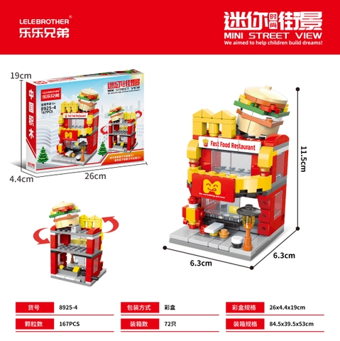 Bộ Lắp Ghép Mô Hình Cảnh Đường Phố- Cửa Hàng McDonald's 167pcs. SKU: LG-8925-4 (VAT 001-11-30) - K106-T2-S1