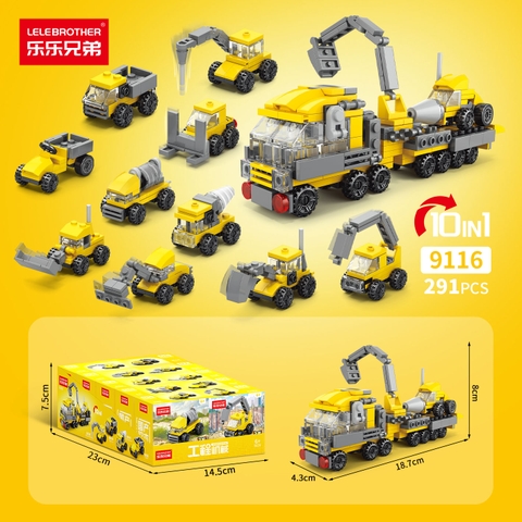 Bộ Lắp Ghép Xe Công Trường 10in1. SKU: LG-9116 (VAT 001-C10-30) - K101-T2-S1-2-3-4