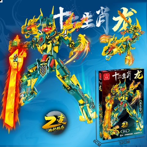 Đồ Chơi Lắp Ghép Chiến Binh Rồng 2 in1 - Lắp được Robot và Thú - Nặng : 1000gram - Full Box - SKU : LG-08-2 - K57-T4-S9