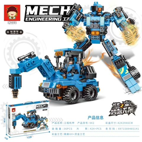 Đồ Chơi Lắp Ghép TRANFORMER Xanh dương 2 in1 - Lắp được Robot và Xe - Nặng : 1000gram - Full Box - SKU : LG-21-4 K56-T1-S1