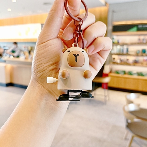 móc khóa capy bara vặn cót sữa - Mô Hình Cao : 6cm - Nặng : 50gram - No Box : bọc túi OPP N3-K61-T3-S2