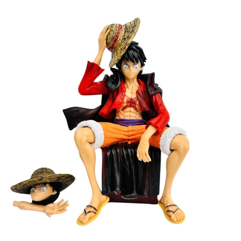 Mô Hình OnePiece Luffy áo choàng ngồi thùng + tay thay thế - Cao 15cm - Nặng 300gram , Figure OnePiece - NoBox -SKU : op329a ( VAT : 002-01-60 )- K29-T2-S6