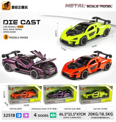 Mô Hình xe oto  McLaren hợp kim , tỉ lệ 1:32- Dài 15cm - rộng 7.1cm - cao 4.2cm - SKU : oto-3251B - ( Vat : 003-01-70 ) -