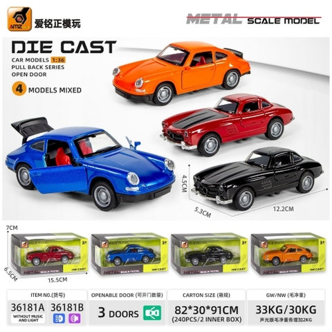 Mô Hình xe mercedes và Porsche , tỉ lệ 1:36 - Dài 12.2cm - rộng 5.3cm - cao 4.5cm - SKU : oto-36181A - ( Vat : 003-01-35 )