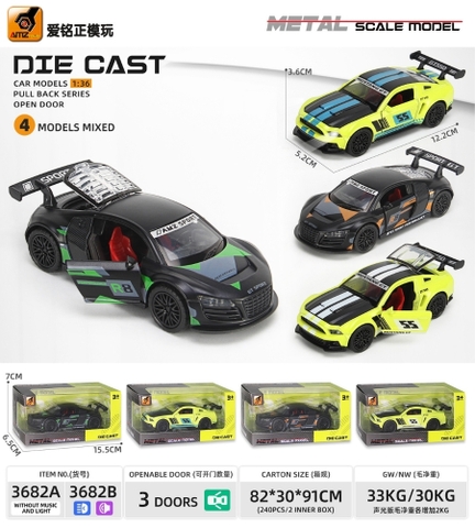 Mô Hình xe đua chất liệu hợp kim , tỉ lệ 1:36 - Dài 12cm - rộng 5cm - cao 4cm - SKU : oto-3682A - ( Vat : 003-01-35 )