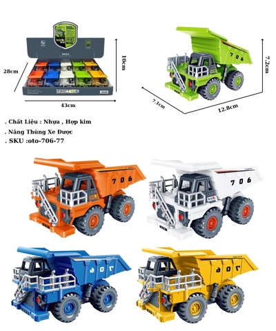 Mô Hình xe ben khai thác mỏ - Dài 12.8cm - rộng 7.1cm - cao 7.2cm - FULL BOX : box màu SKU : oto-706-77 - ( VAT DC002 ) - K82-T2-S6