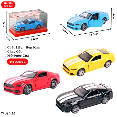 Mô Hình Xe oto FORD MUSTANG , tỉ lệ 1:36- Cao 4cm - Ngang 11.5cm - Hộp Meca SKU : oto-A3216-1 - ( Vat : 003-01-35 )