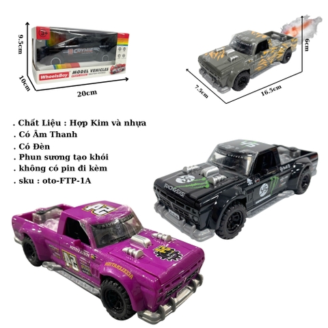 Mô Hình Xe Oto bán tải - Dài 16.5cm - rộng 7.5cm - cao 6cm - FULL BOX : box màu SKU : oto-FTP-1A - ( Vat : DC00 )
