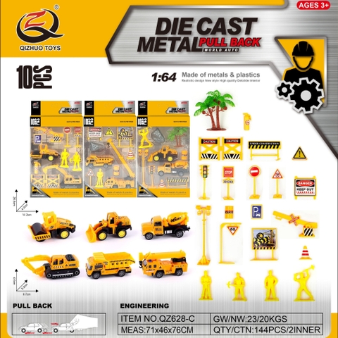 Vỉ Xe công trường + tiểu cảnh - SKU : oto-QZ628-C - ( Vat : 003-03-30 )