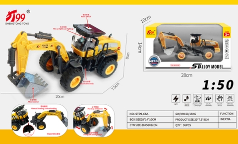 Mô Hình Xe Máy Xúc , tỉ lệ 1:50, chất liệu hợp kim và nhựa - Dài 20cm - rộng 7.5cm - cao 8cm - SKU : oto-ST99-C6A