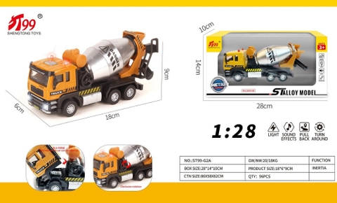 Mô Hình Xe Tải Chở Bồn Bê Tông , tỉ lệ 1:28 , chất liệu hợp kim - Dài 18cm - rộng 6cm - cao 9cm - SKU : oto-HS460084