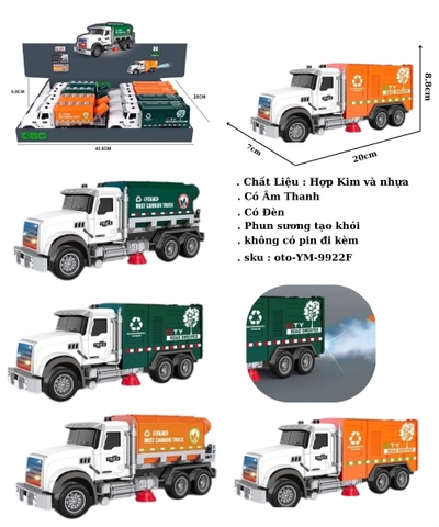 Mô Hình xe chở hàng phun khói nhiều màu sắc . Có âm thanh - Dài 20cm - rộng 7cm - cao 8.8cm - FULL BOX : box màu SKU : oto-YM-9922F - ( VAT DC00 ) (T4)