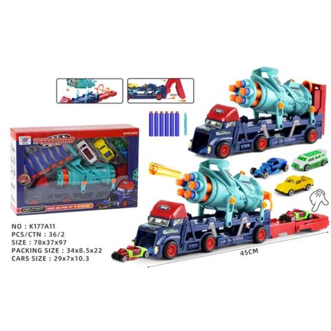 Mô Hình xe container chở xe có súng bắn - SKU : oto-YM515967 ( VAT : 003-01-100 ) K53-T5-S4