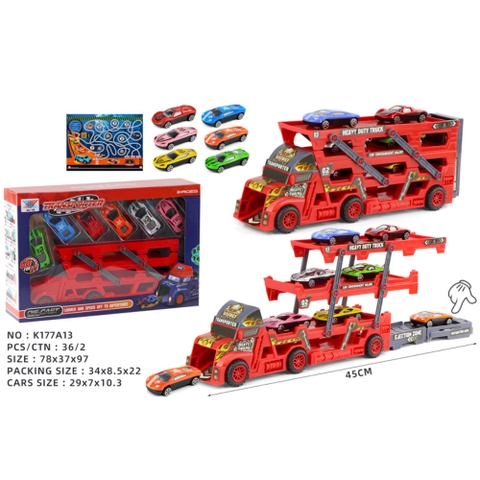 Mô Hình xe container chở xe Đỏ SKU : oto-YM577051 ( VAT 003-01-100 ) - K53-T5-S1